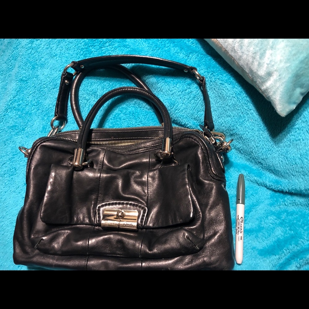 Authentic Black Leather coach bag